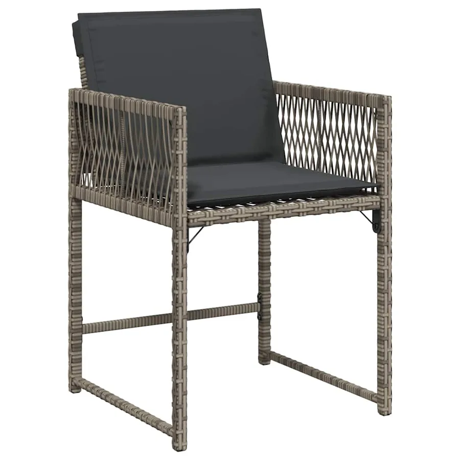 Chaises de jardin avec coussins lot de 4 gris résine tressée - 4