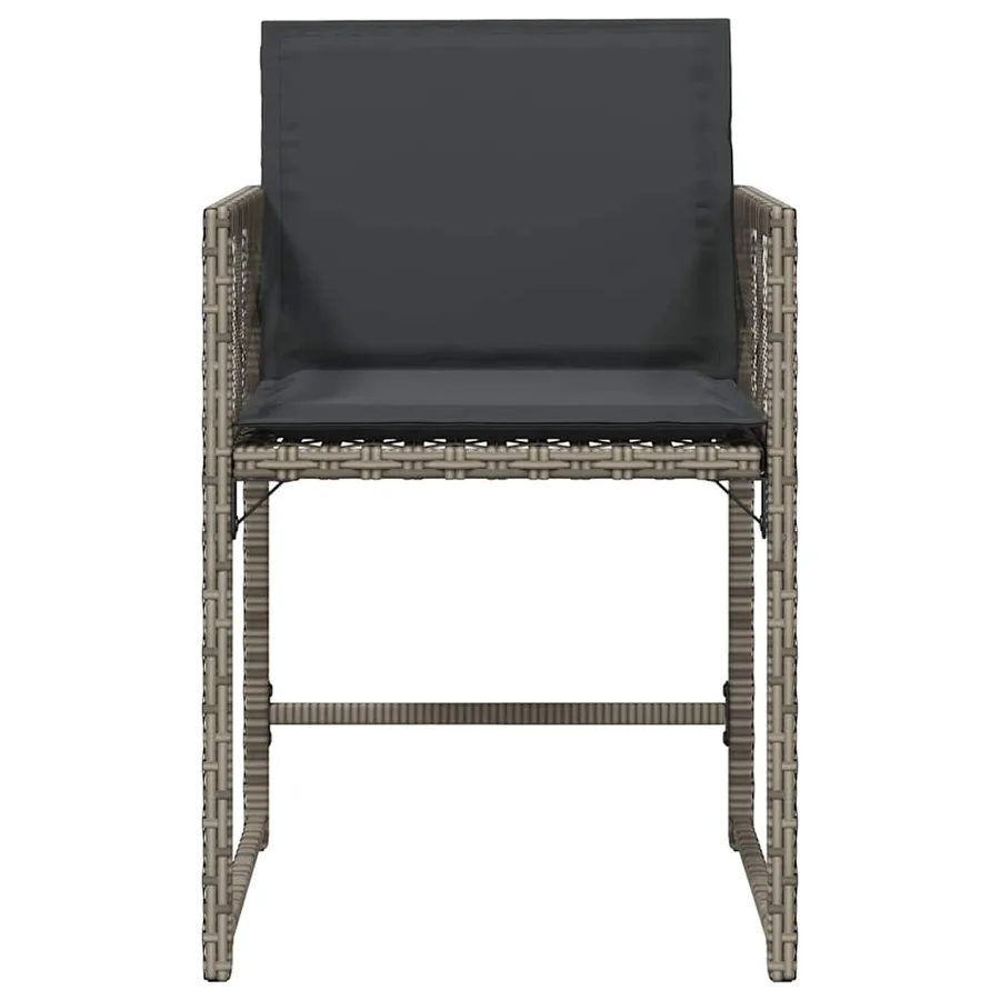 Chaises de jardin avec coussins lot de 4 gris résine tressée - 5