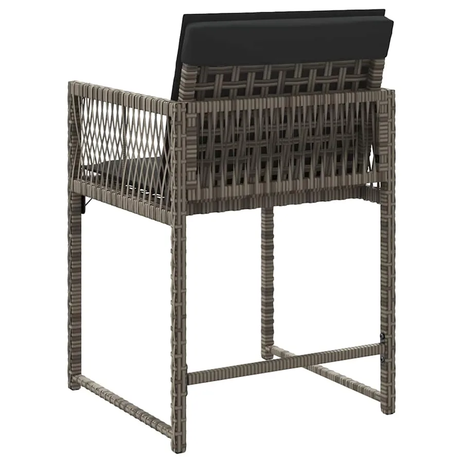 Chaises de jardin avec coussins lot de 4 gris résine tressée - 7