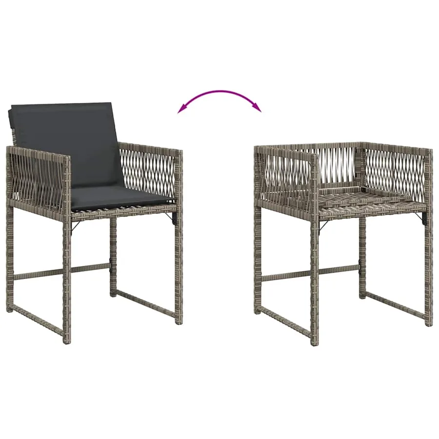 Chaises de jardin avec coussins lot de 4 gris résine tressée - 8