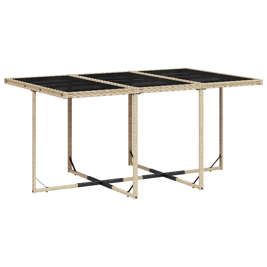 Ensemble à manger de jardin et coussins 7 pcs beige poly rotin - 4