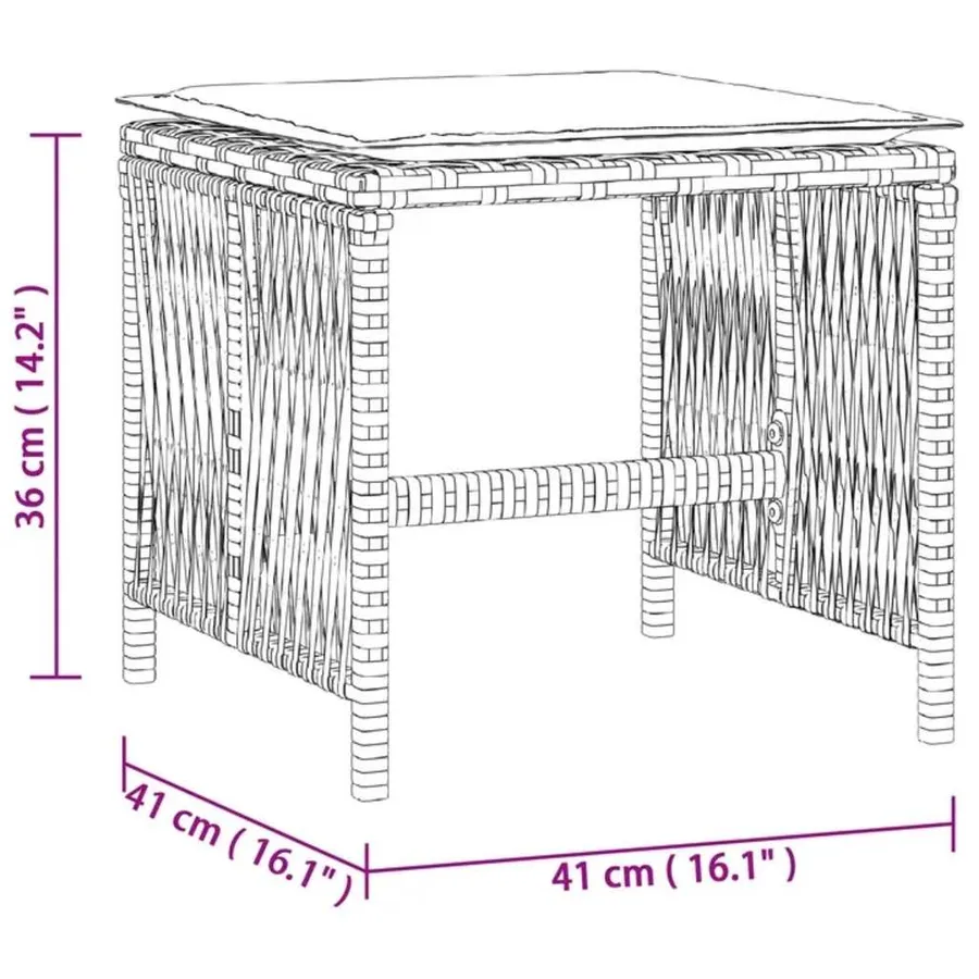 Tabourets de jardin et coussins lot de 4 beige 41x41x36cm rotin - 11