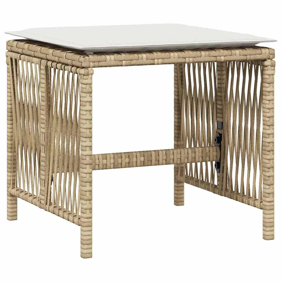 Tabourets de jardin et coussins lot de 4 beige 41x41x36cm rotin - 4