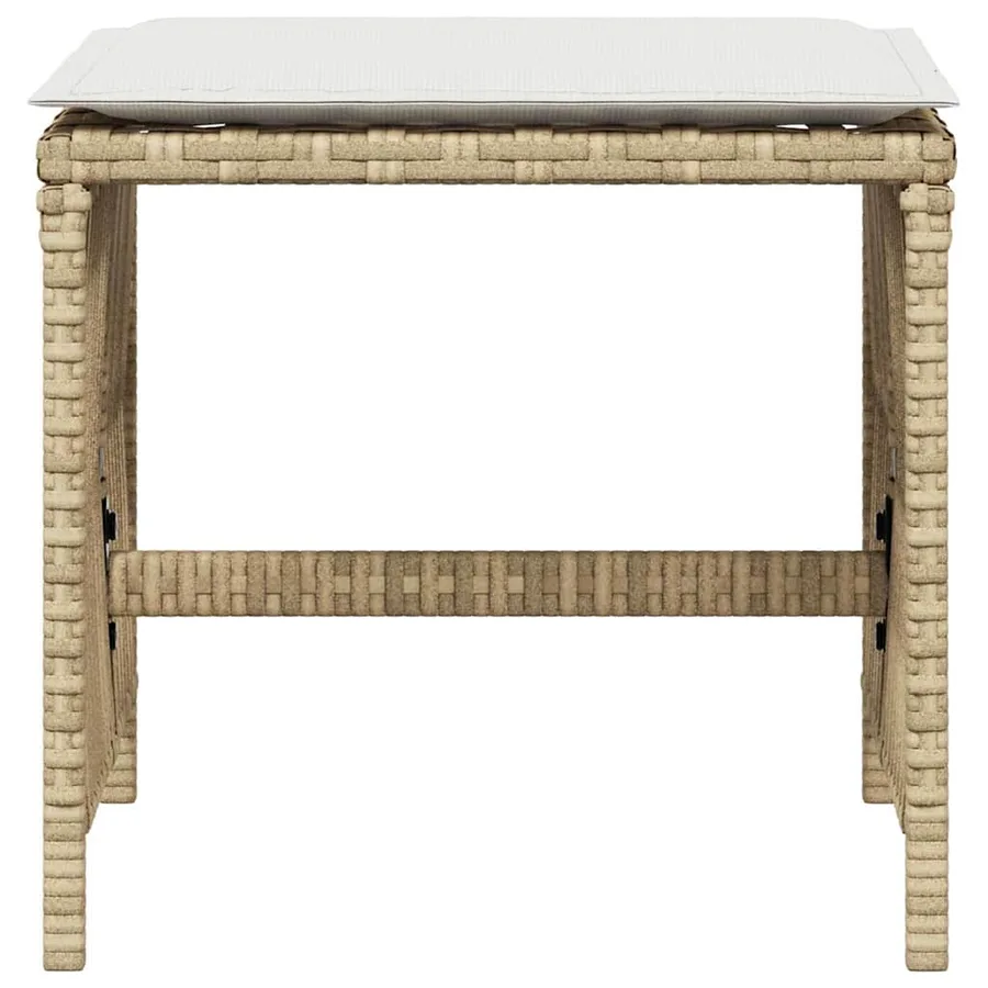 Tabourets de jardin et coussins lot de 4 beige 41x41x36cm rotin - 5