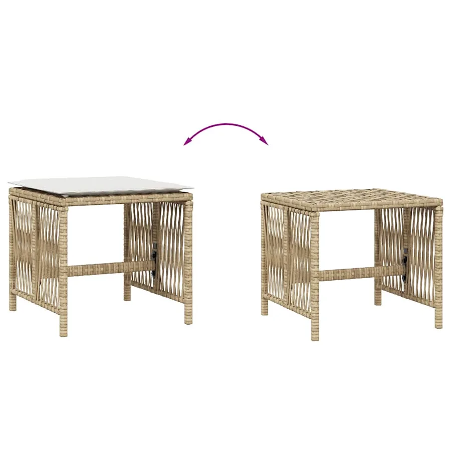 Tabourets de jardin et coussins lot de 4 beige 41x41x36cm rotin - 7