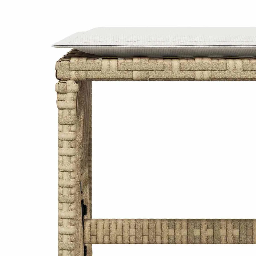 Tabourets de jardin et coussins lot de 4 beige 41x41x36cm rotin - 8