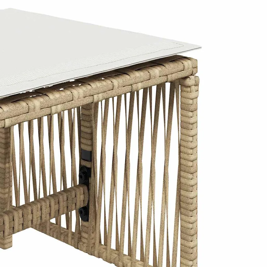 Tabourets de jardin et coussins lot de 4 beige 41x41x36cm rotin - 9