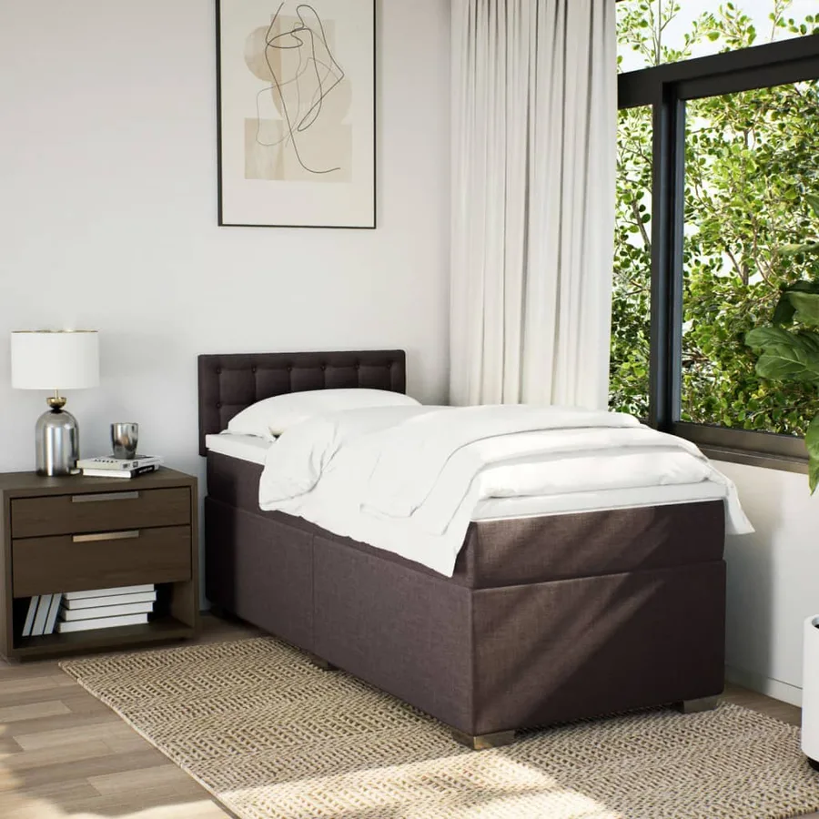 Sommier à lattes de lit avec matelas Marron foncé 90x200 cm - 3