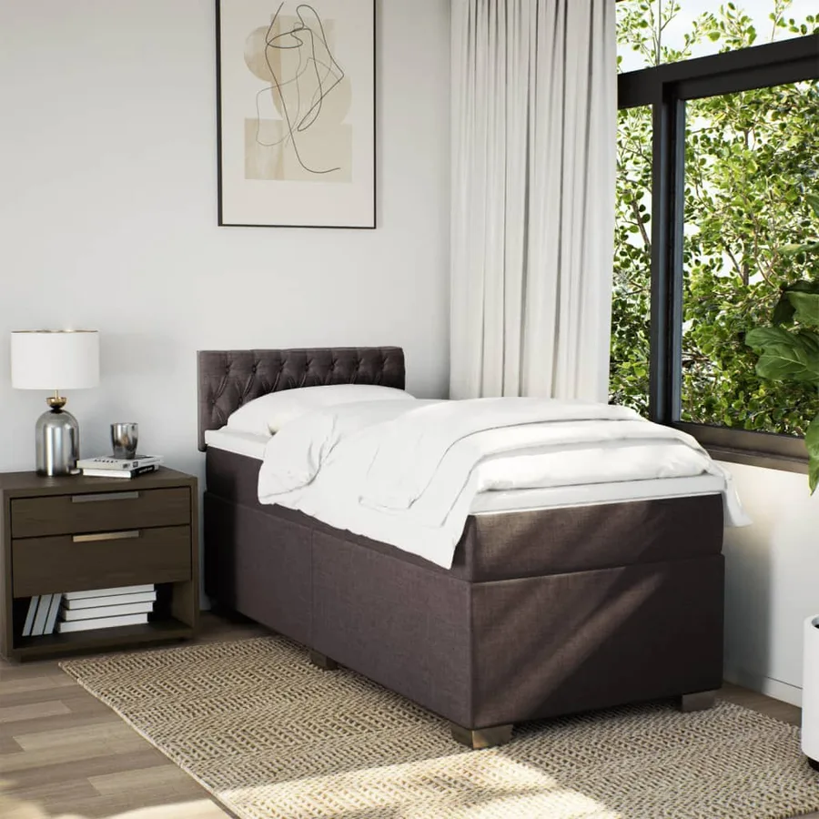 Sommier à lattes de lit avec matelas Marron foncé 90x200 cm - 4