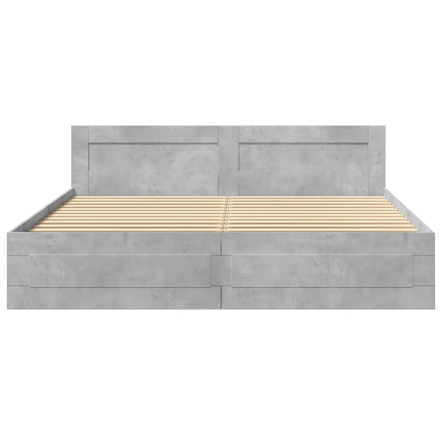Cadre de lit tête de lit sans matelas gris béton 200x200 cm - 5
