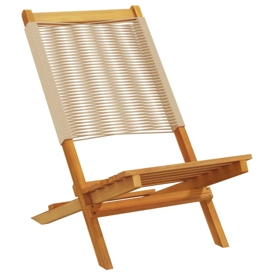 Chaises de jardin lot de 2 beige bois d'acacia et polypropylène - 3
