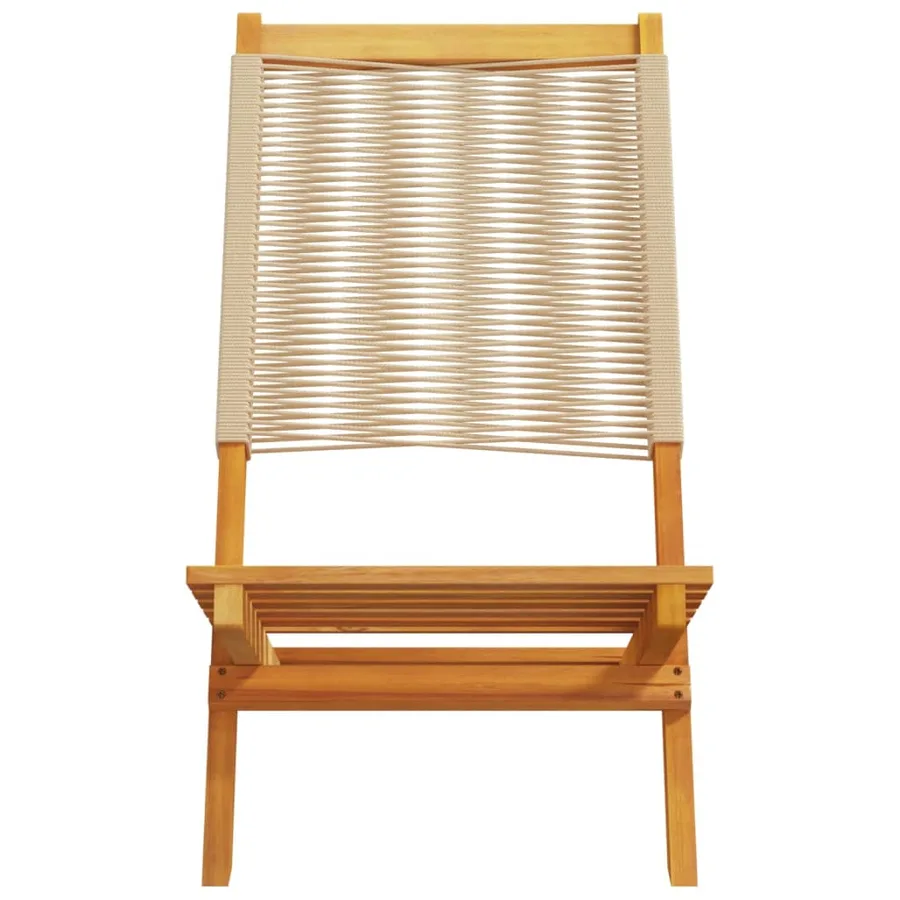 Chaises de jardin lot de 2 beige bois d'acacia et polypropylène - 5