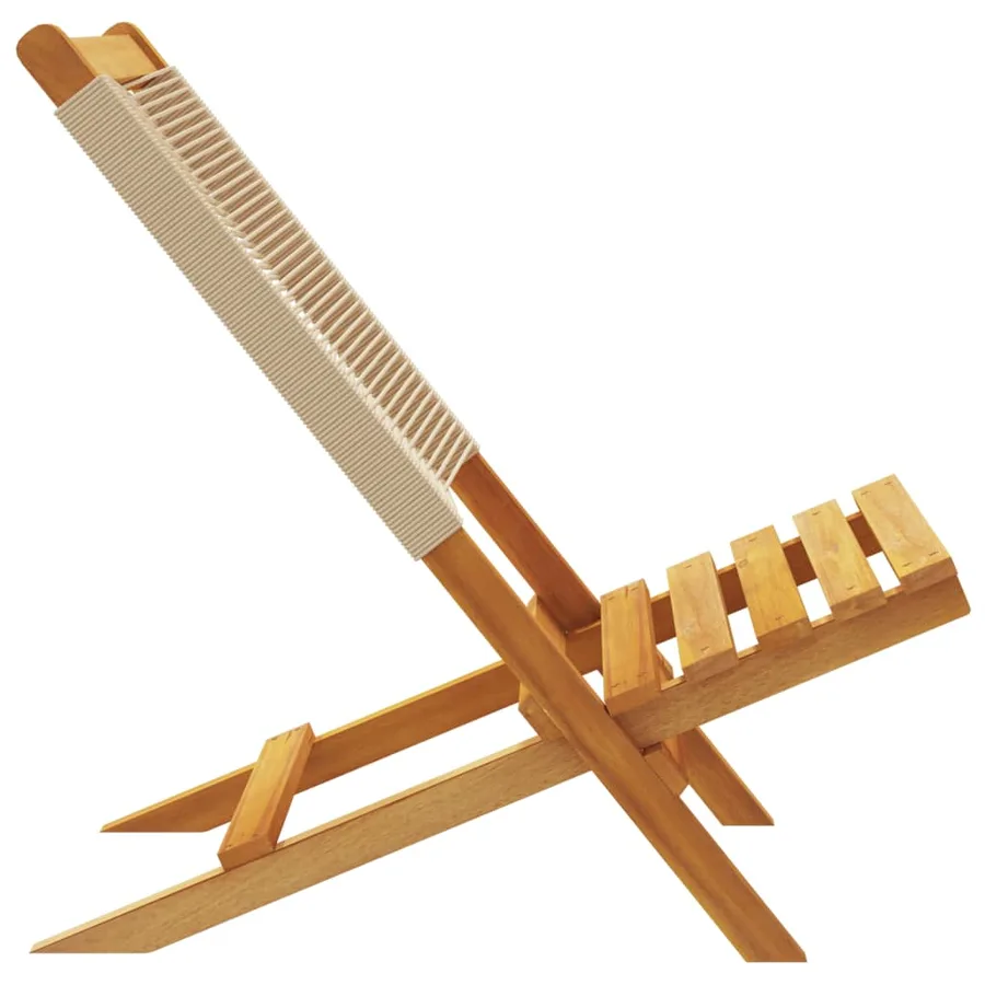 Chaises de jardin lot de 2 beige bois d'acacia et polypropylène - 6