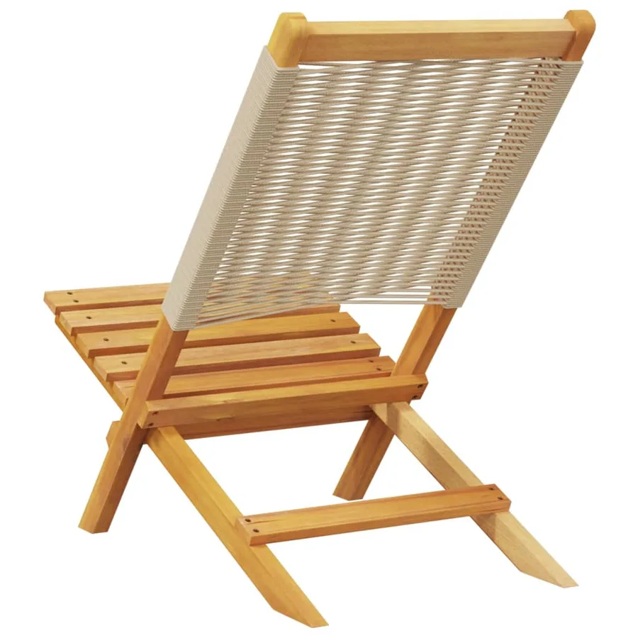 Chaises de jardin lot de 2 beige bois d'acacia et polypropylène - 7