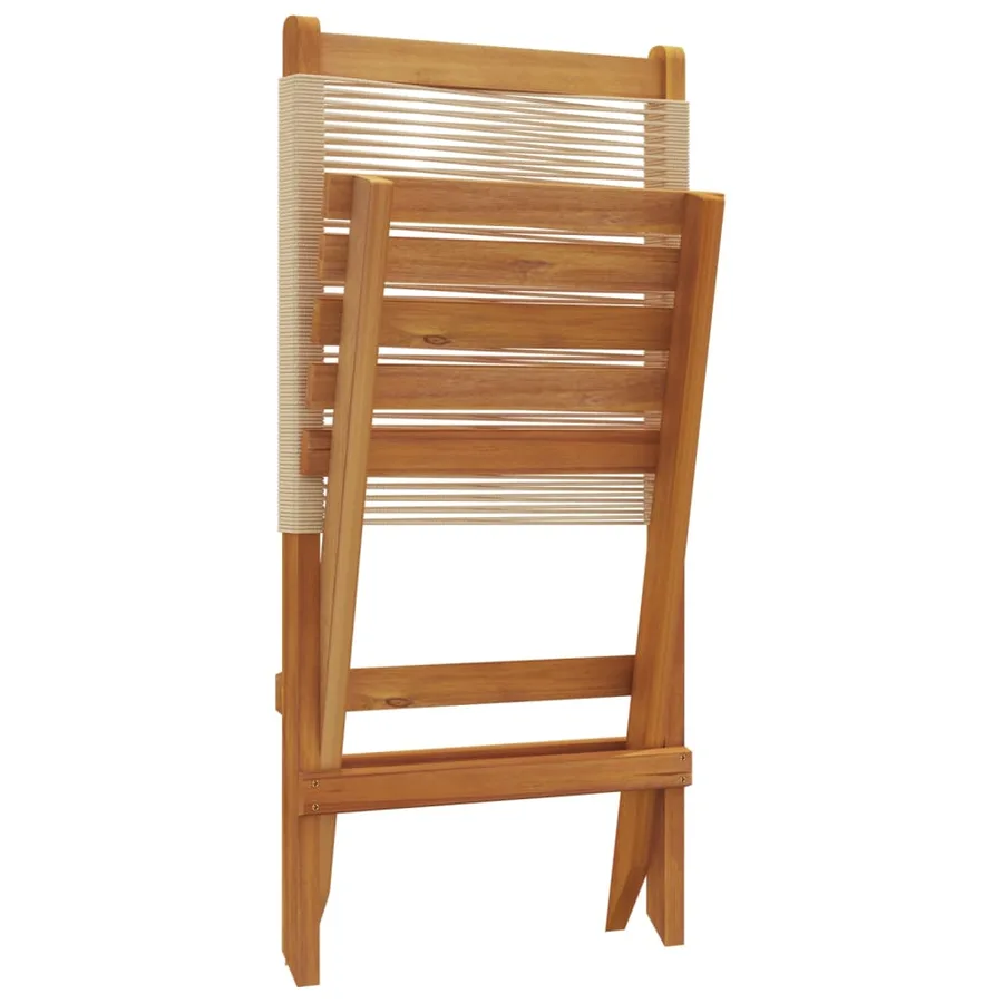 Chaises de jardin lot de 2 beige bois d'acacia et polypropylène - 8