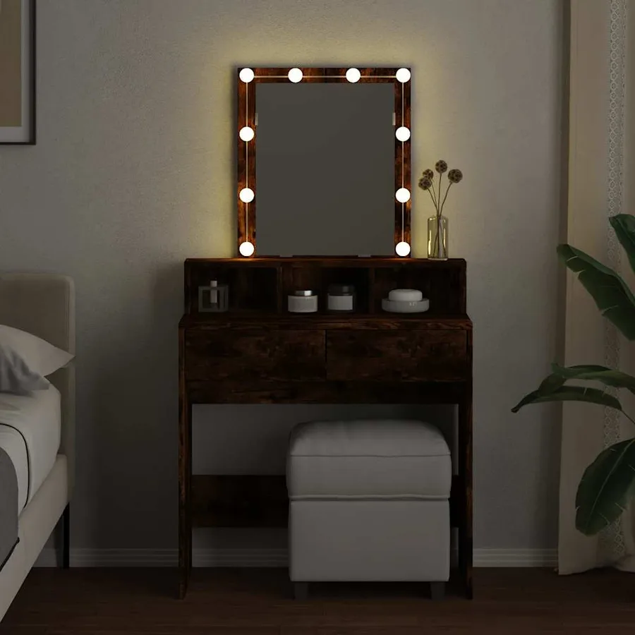 Coiffeuse avec LED chêne fumé 80x41x144,5 cm - 3