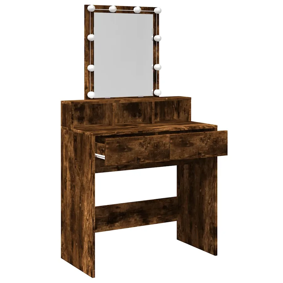 Coiffeuse avec LED chêne fumé 80x41x144,5 cm - 9