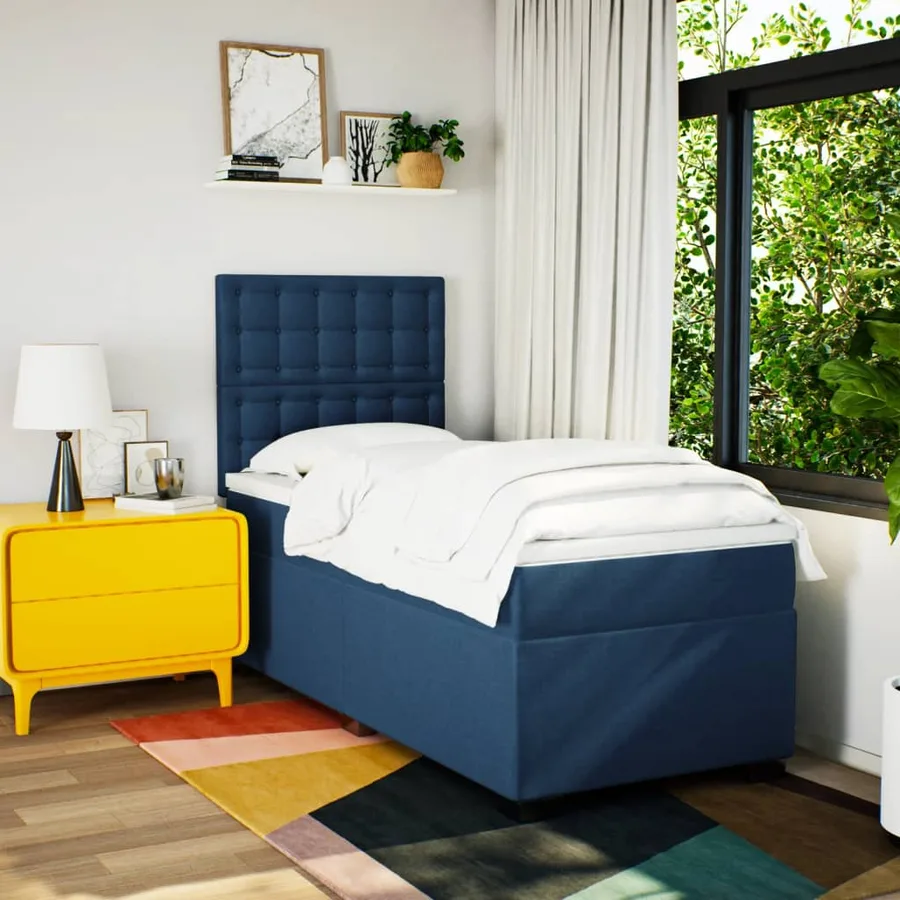 Sommier à lattes de lit avec matelas Bleu 80x200 cm Tissu - 3