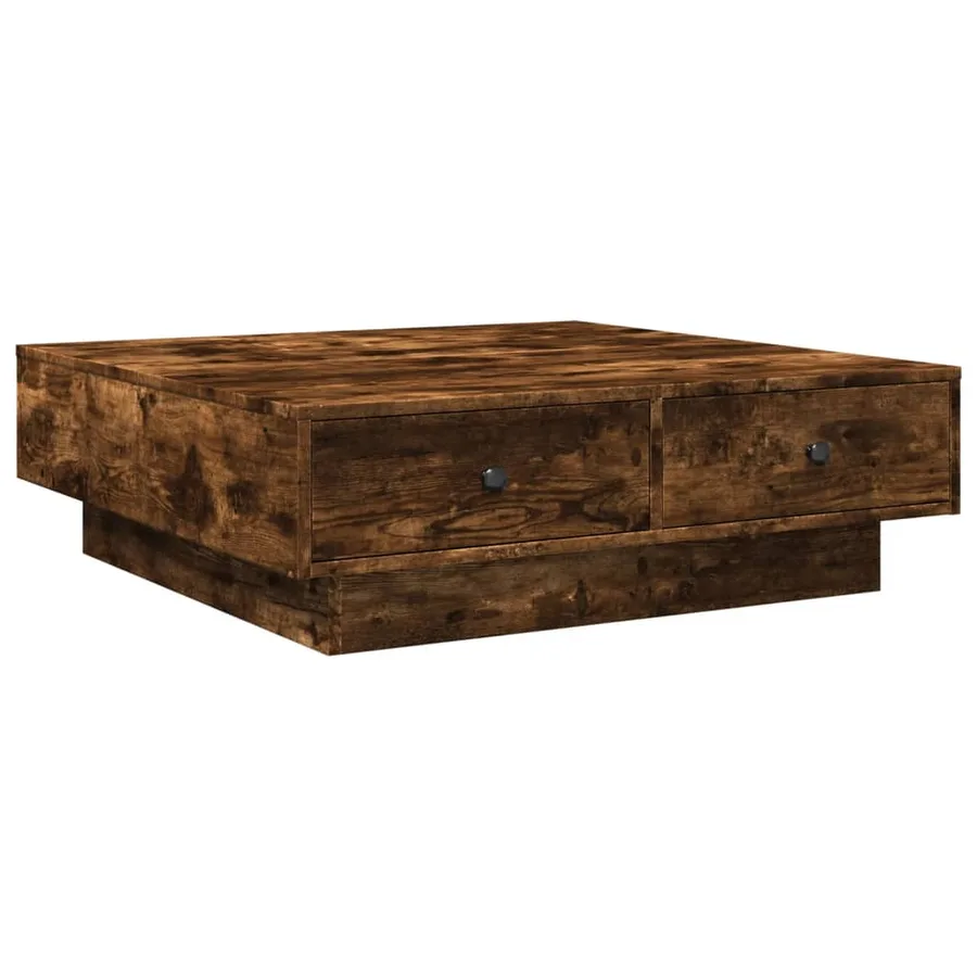 Table basse Chêne fumé 90x90x28 cm Bois d'ingénierie - 6