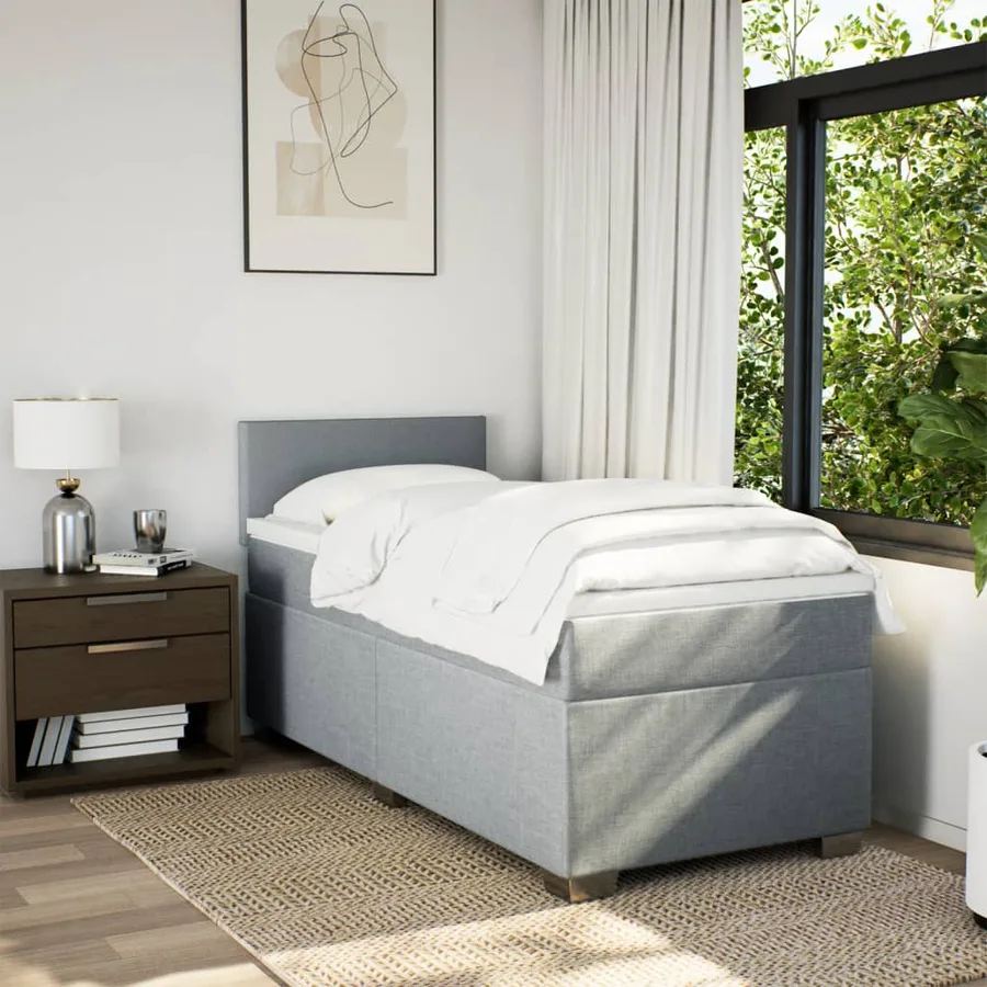 Sommier à lattes de lit avec matelas gris clair 80x200 cm tissu - 3