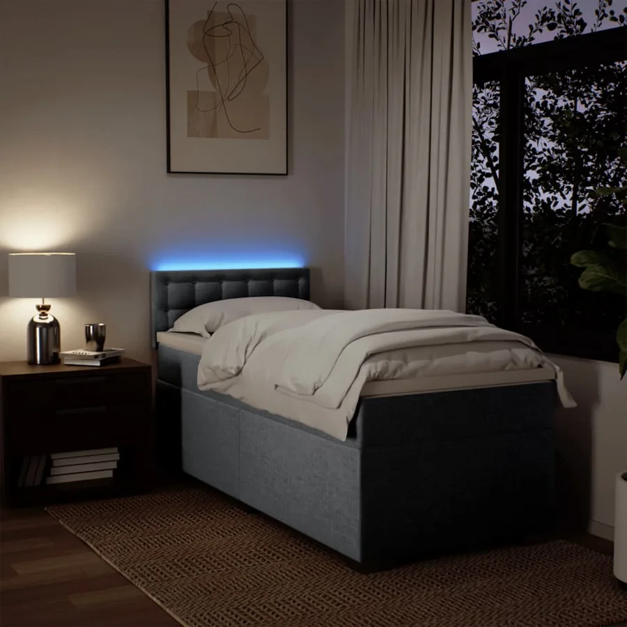 Sommier à lattes de lit avec matelas gris clair 80x200 cm tissu - 5