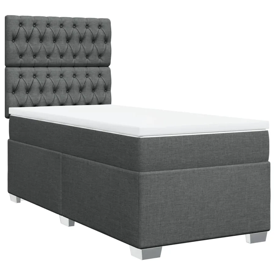 Sommier à lattes de lit avec matelas Gris foncé 80x200 cm Tissu - 3
