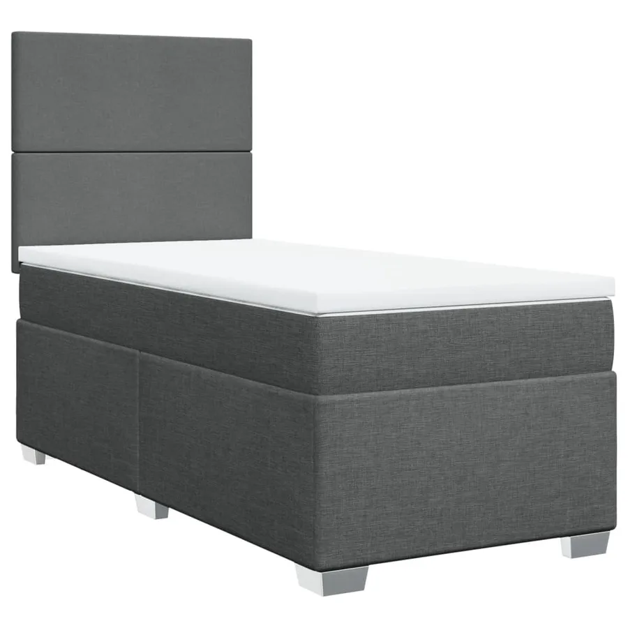 Sommier à lattes de lit et matelas Gris foncé 90x190 cm Tissu - 2