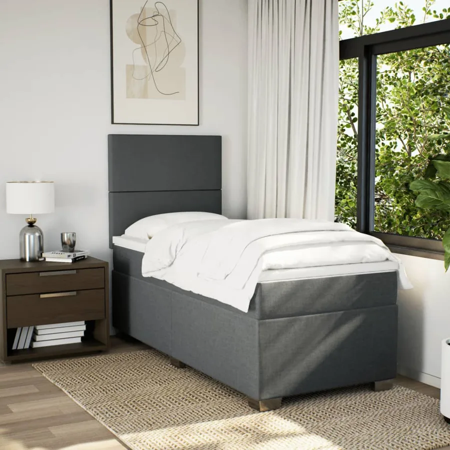 Sommier à lattes de lit avec matelas Gris foncé 80x200 cm Tissu - 3