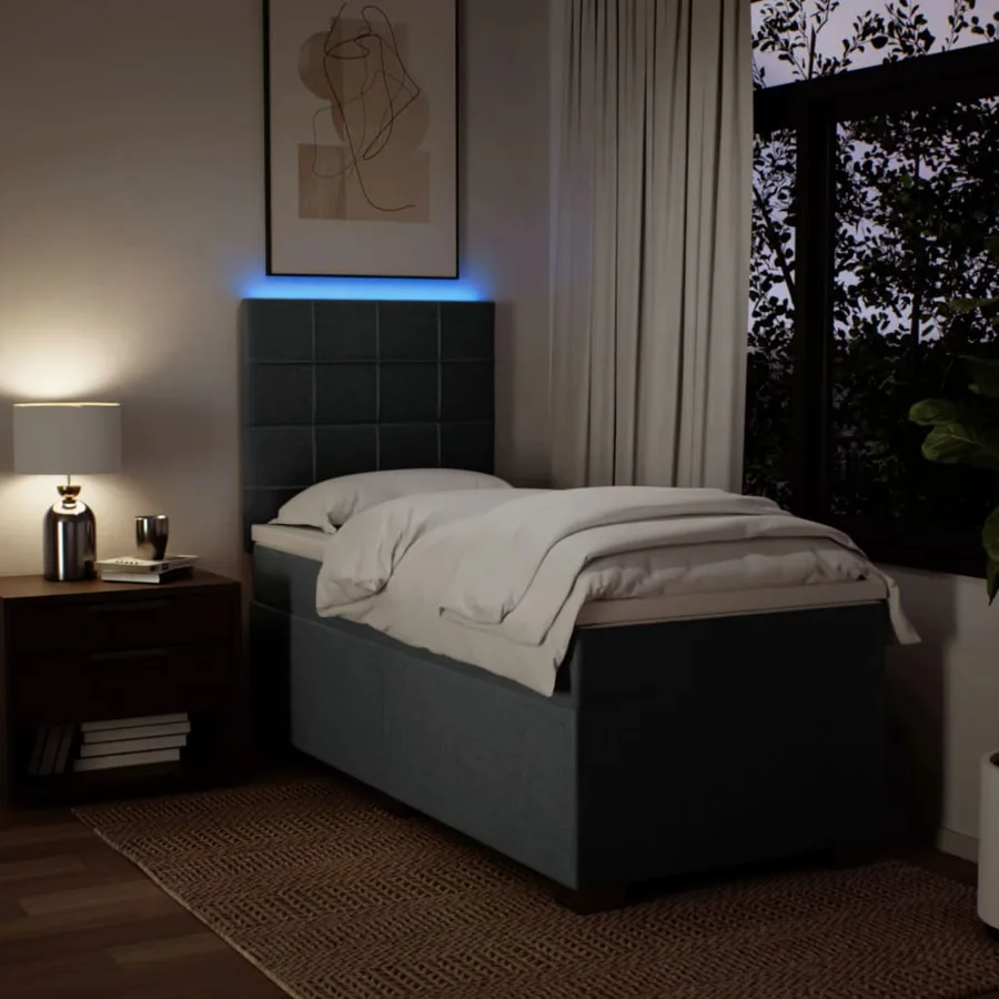 Sommier à lattes de lit avec matelas Gris foncé 80x200 cm Tissu - 5
