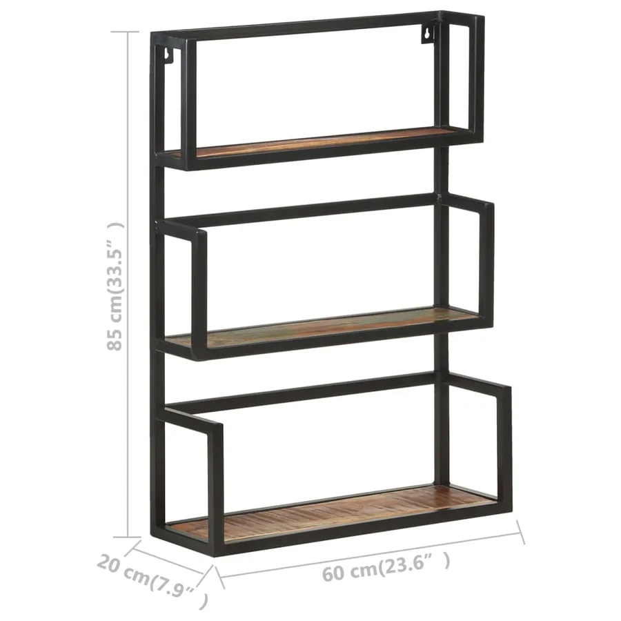 Étagère murale 60x20x85 cm Bois de récupération massif - 7