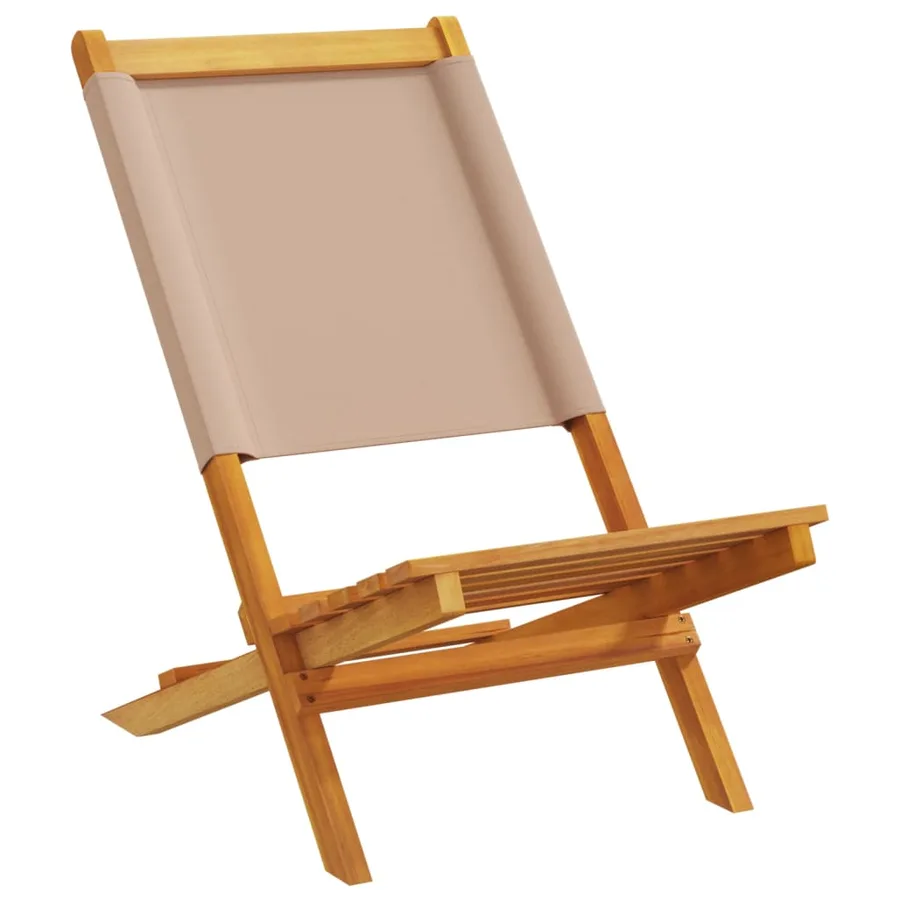 Chaises de jardin pliantes lot de 6 taupe tissu et bois massif - 3