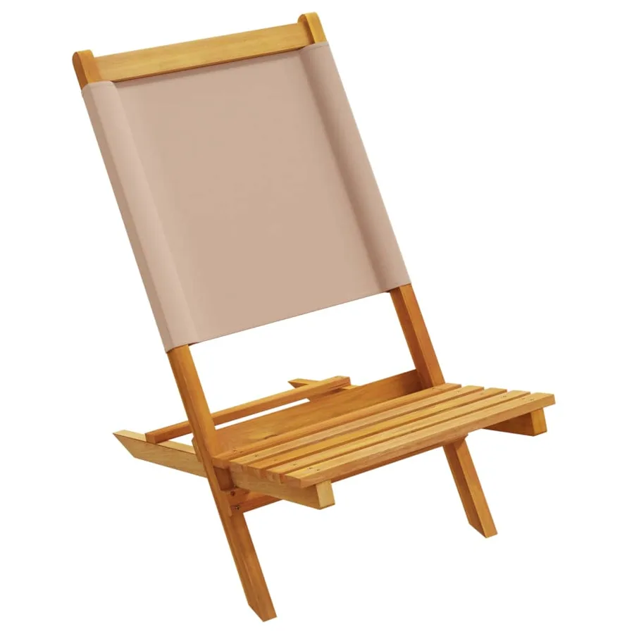 Chaises de jardin pliantes lot de 6 taupe tissu et bois massif - 4