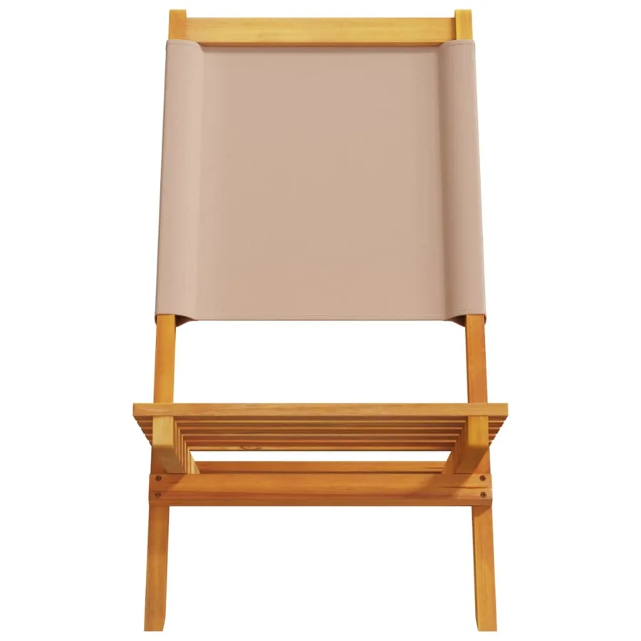 Chaises de jardin pliantes lot de 6 taupe tissu et bois massif - 5