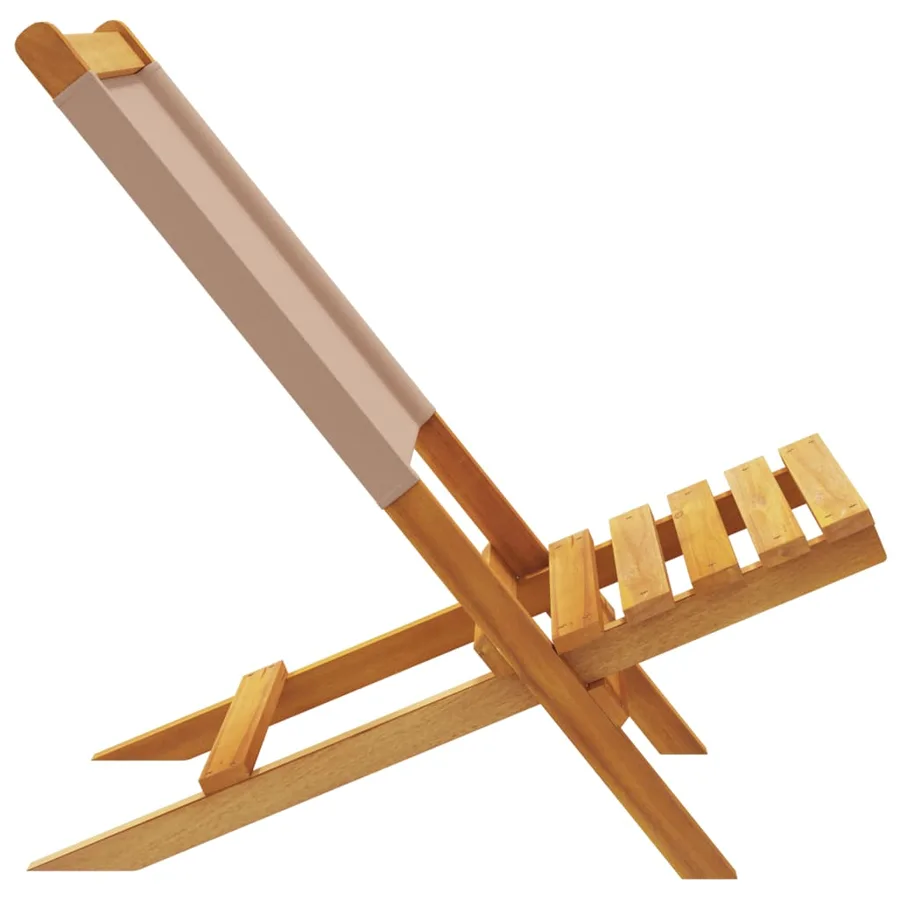 Chaises de jardin pliantes lot de 6 taupe tissu et bois massif - 6