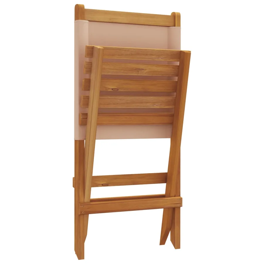 Chaises de jardin pliantes lot de 6 taupe tissu et bois massif - 8