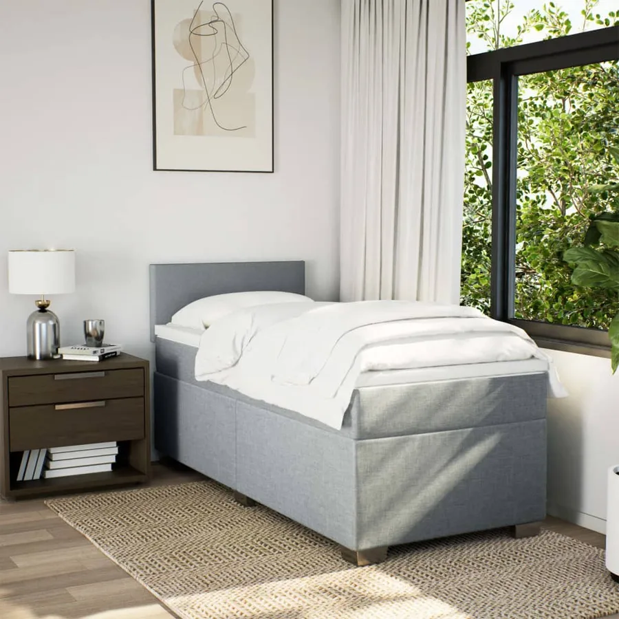 Sommier à lattes de lit et matelas Gris clair 90x190 cm Tissu - 4