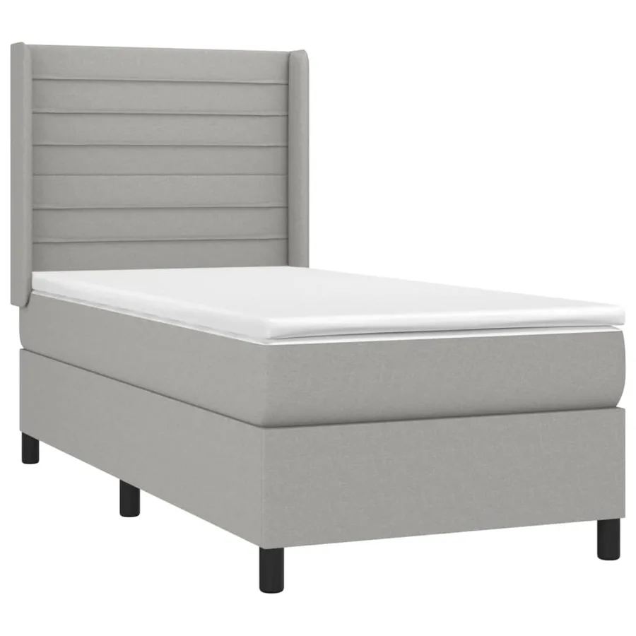 Sommier à lattes de lit matelas LED Gris clair 90x190cm Tissu - 4