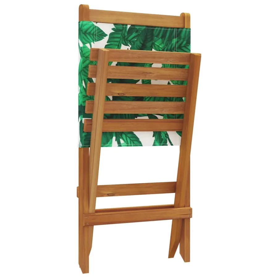 Chaises de jardin lot de 2 motif de feuilles acacia et tissu - 8