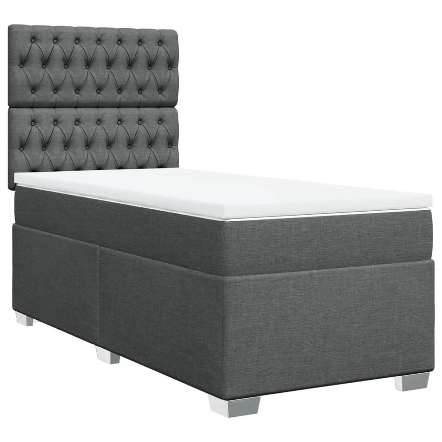 Sommier à lattes de lit avec matelas Gris foncé 100x200cm Tissu - 3