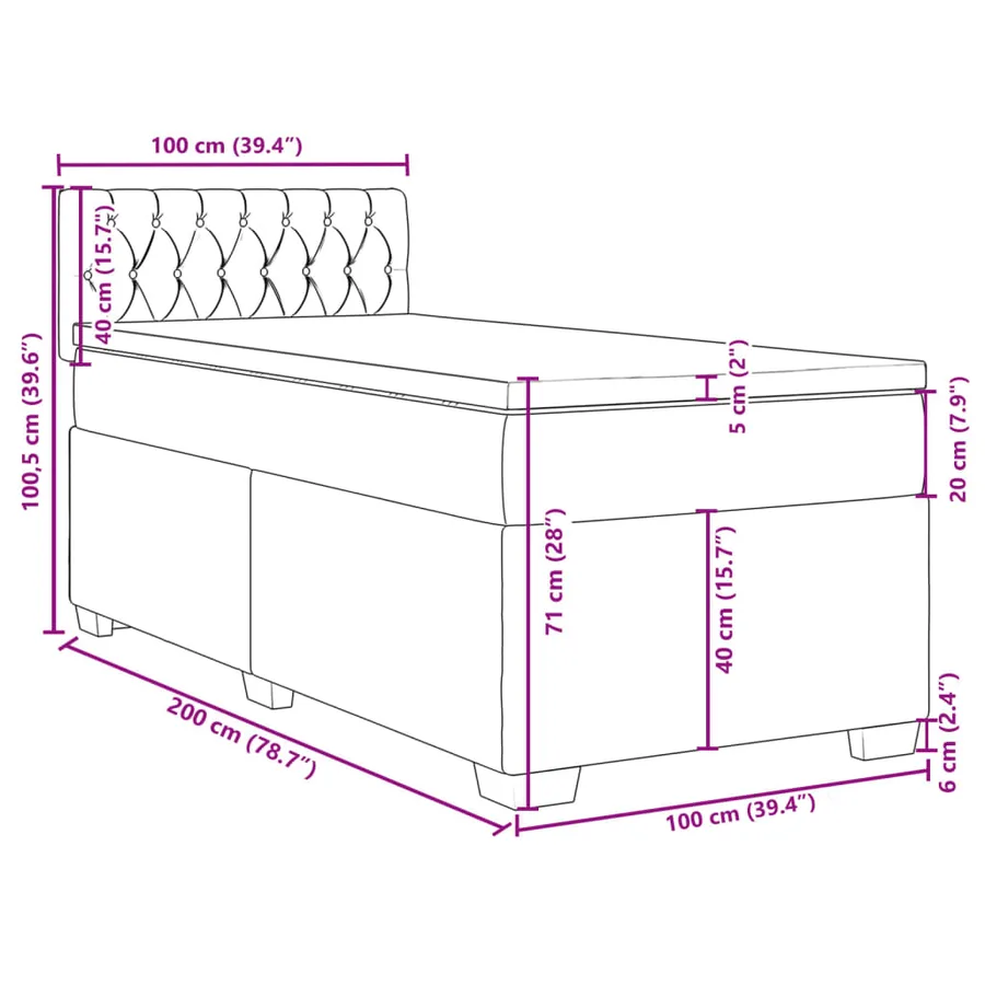 Sommier à lattes de lit avec matelas Gris clair 100x200cm Tissu - 18