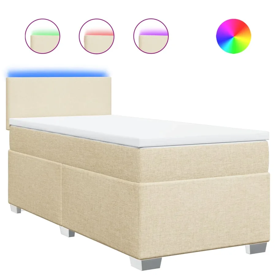 Sommier à lattes de lit avec matelas Crème 100x200 cm Tissu - 2