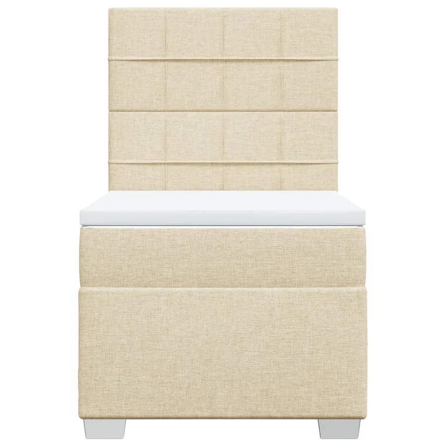 Sommier à lattes de lit avec matelas Crème 100x200 cm Tissu - 4