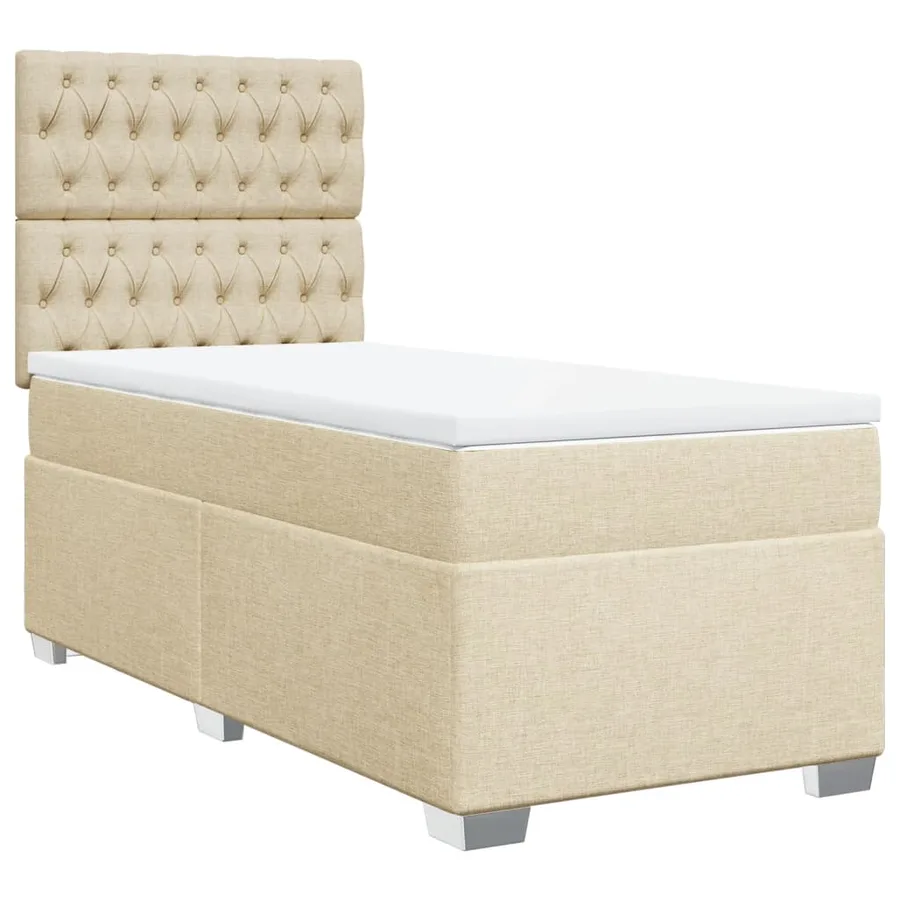 Sommier à lattes de lit avec matelas Crème 100x200 cm Tissu - 3