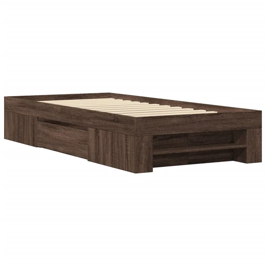 Cadre de lit sans matelas chêne marron 90x200cm bois ingénierie - 3