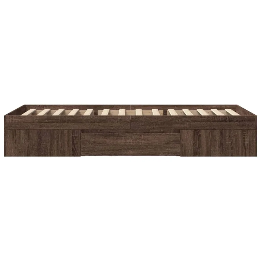 Cadre de lit sans matelas chêne marron 90x200cm bois ingénierie - 6