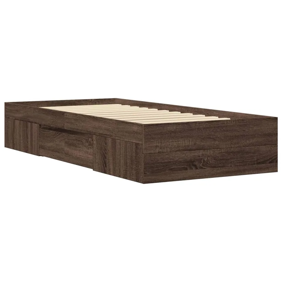 Cadre de lit sans matelas chêne marron 90x200cm bois ingénierie - 7