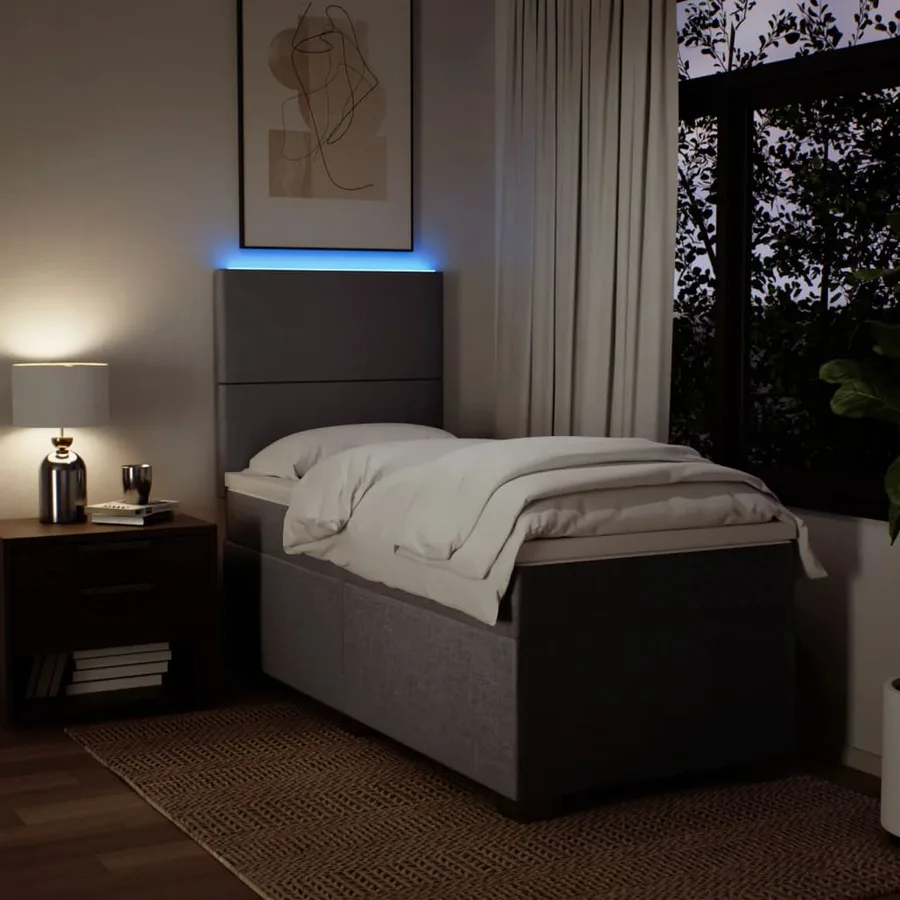 Sommier à lattes de lit avec matelas Taupe 90x200 cm Tissu - 5