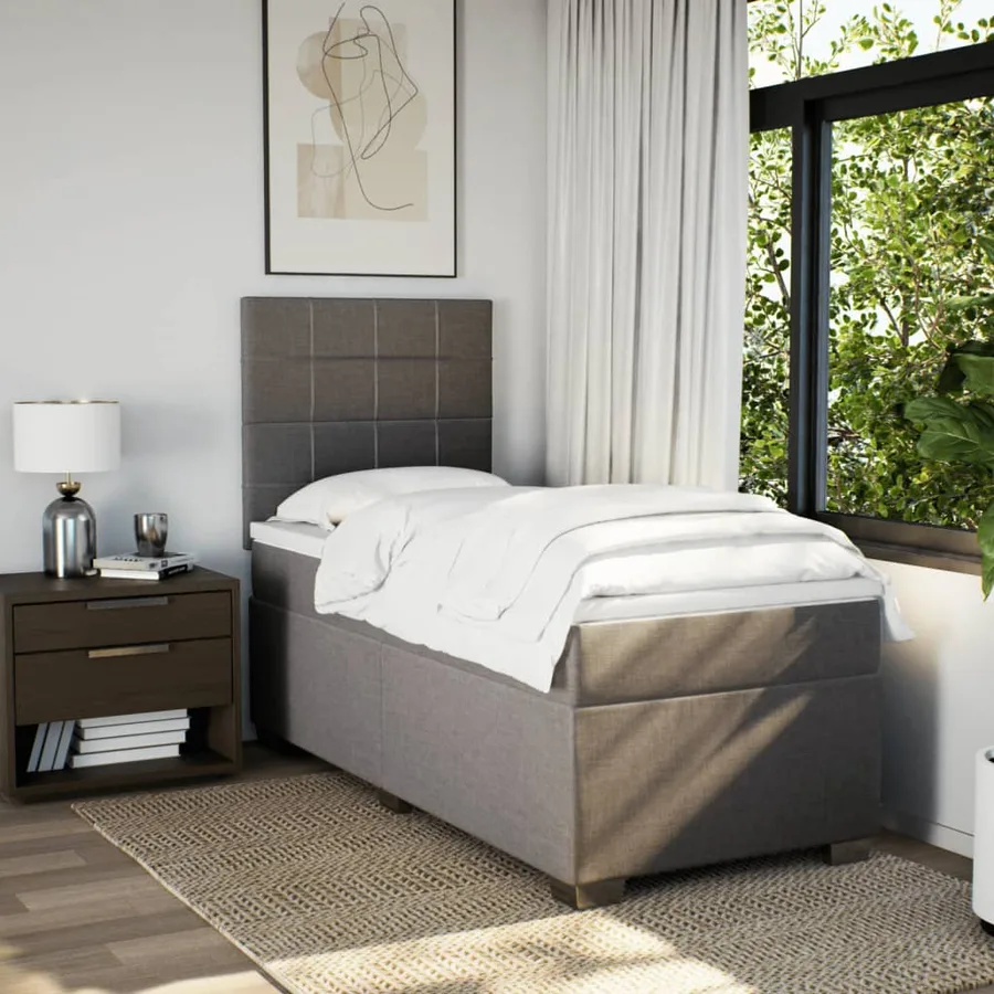 Sommier à lattes de lit avec matelas Taupe 90x200 cm Tissu - 3
