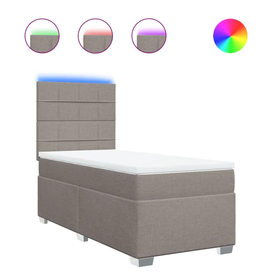 Sommier à lattes de lit avec matelas Taupe 90x200 cm Tissu - 2