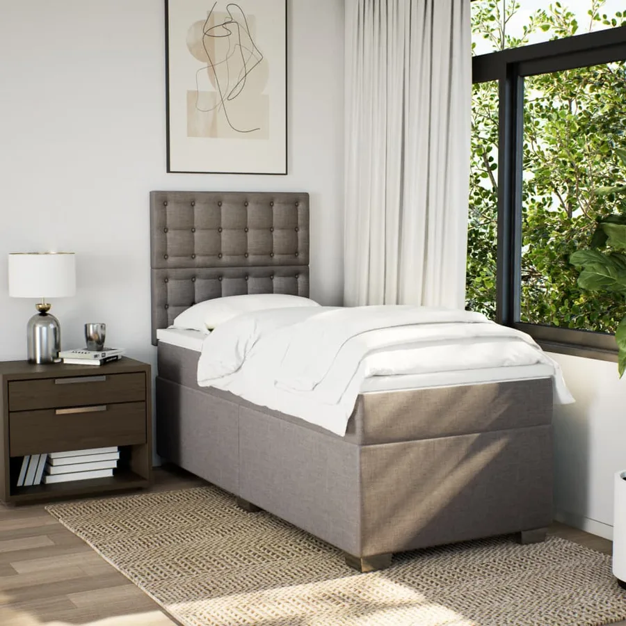 Sommier à lattes de lit avec matelas Taupe 90x200 cm Tissu - 4